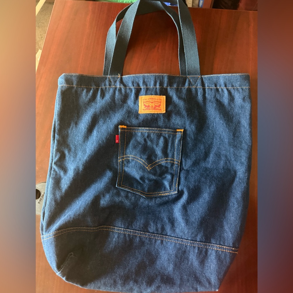 Levi's Navy Blue Denim Messenger Tote with Front Pocket